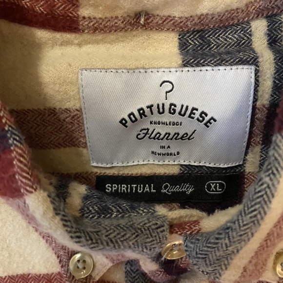 Portuguese Flannel, Beige/Red/Blue, 'Coachella' Check Flannel Button Down, XL - Picture 7 of 10